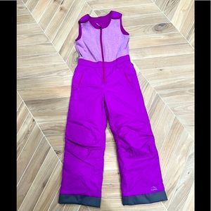 LL Bean quilted, bib snow pants in fuschia!
